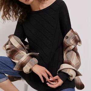 Anthropologie Maeve Opal Ribbed Tunic Sweater